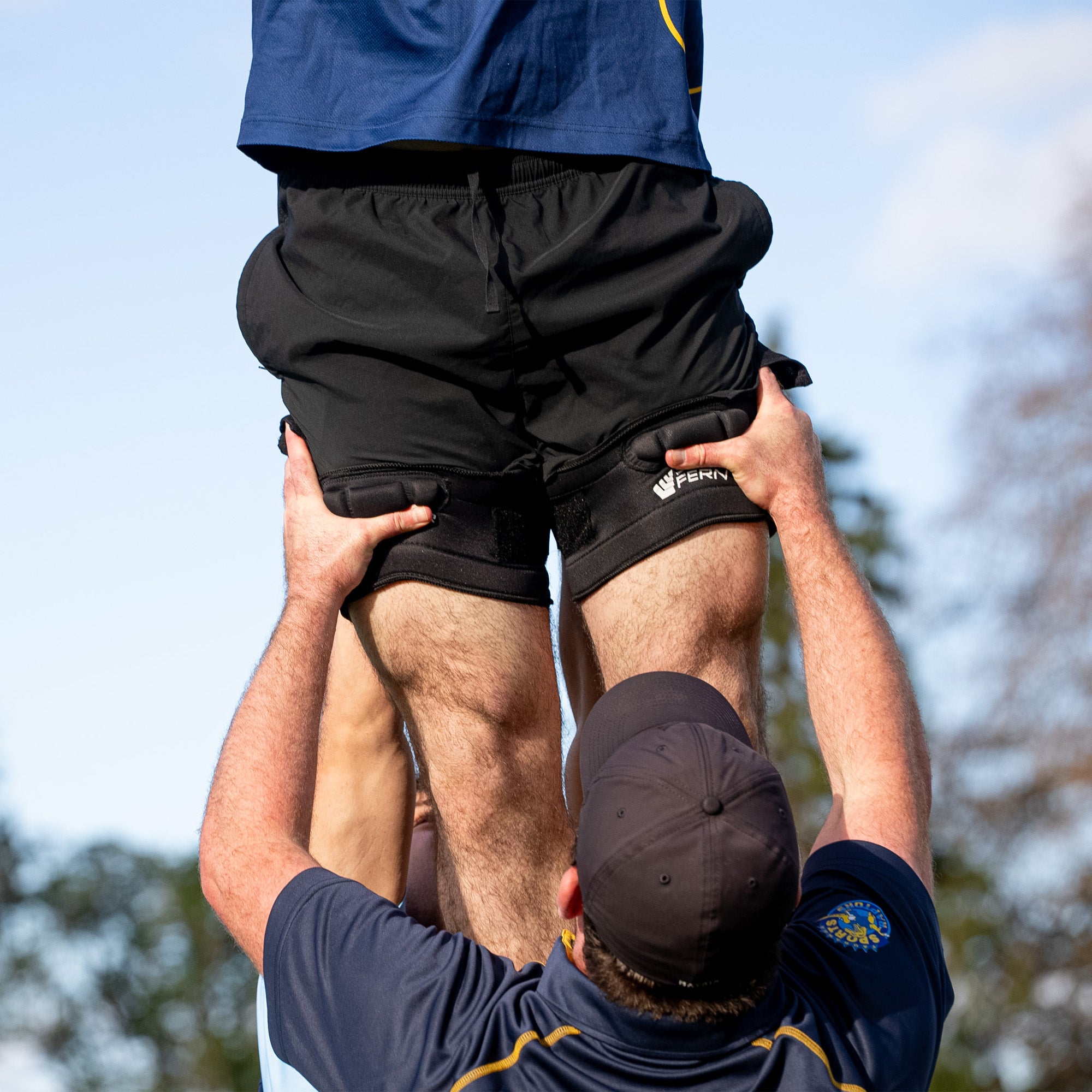 Silver Fern Rugby Lineout Leg Supports Pair, Lifestyle shot, in action during lineout