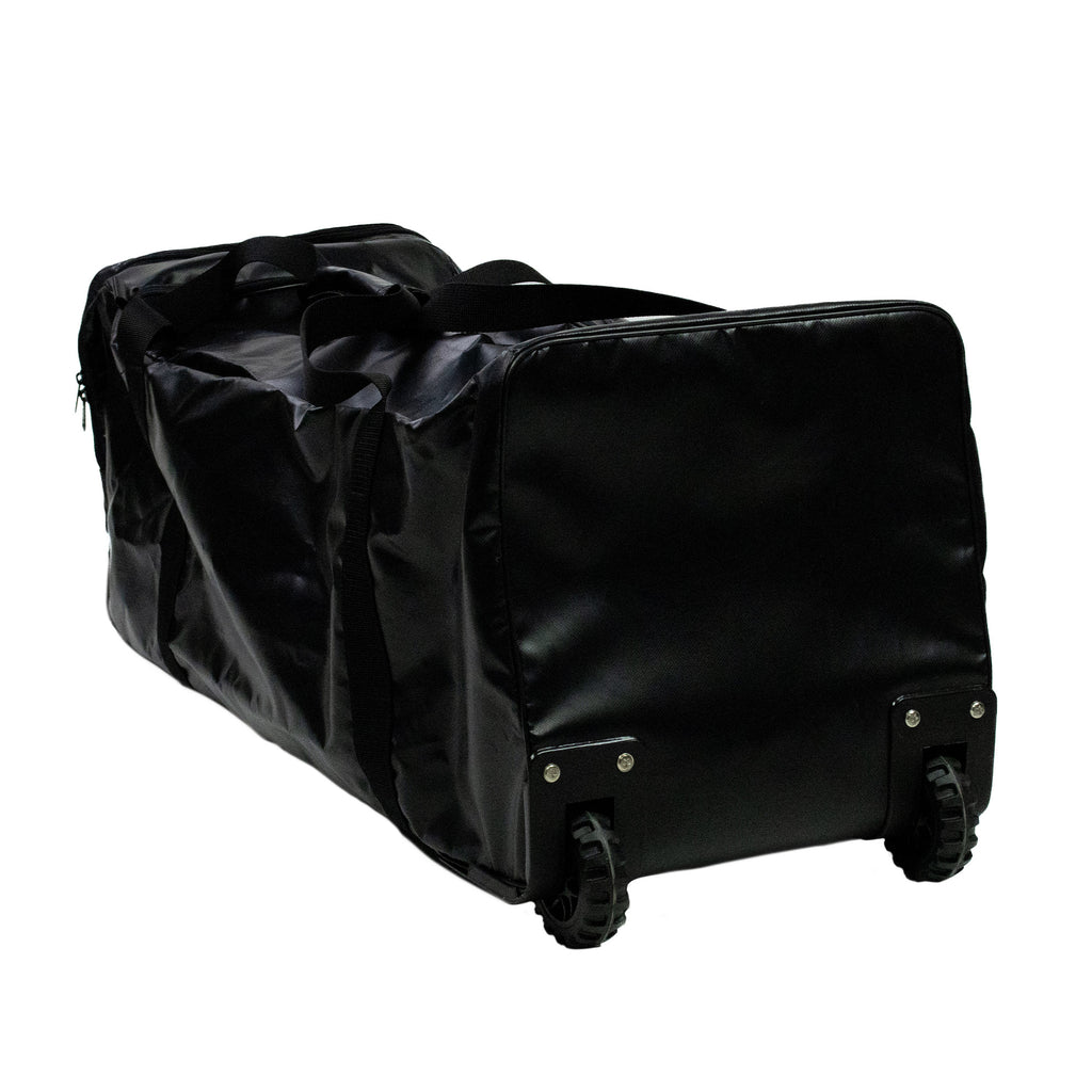 Silver Fern pvc wheeled gear bag, back angle, white background photo
